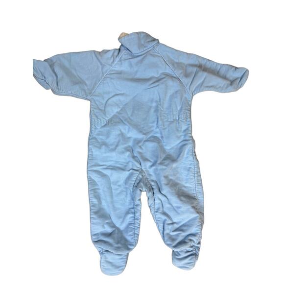 Quiltex Winter Snowsuit Blue Fur Colla VTG 6 Month Retro Jumpsuit W Handmade Hat - Picture 3 of 13